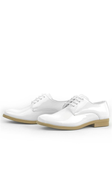 Rakerplus Beyaz Rugan Bağcıklı Oxford Çocuk Klasik Ayakkabısı