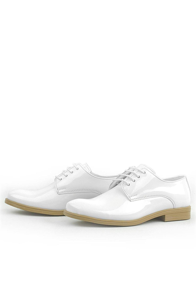 Rakerplus Beyaz Rugan Bağcıklı Oxford Çocuk Klasik Ayakkabısı