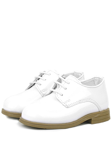Rakerplus Beyaz Rugan Bağcıklı Oxford Çocuk Klasik Ayakkabısı