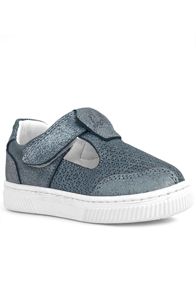 Rakerplus Bheem Hakiki Deri Gümüş Simli Cırtlı Bebek Sneaker Sandalet