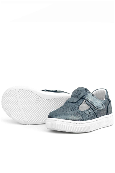 Rakerplus Bheem Hakiki Deri Gümüş Simli Cırtlı Bebek Sneaker Sandalet