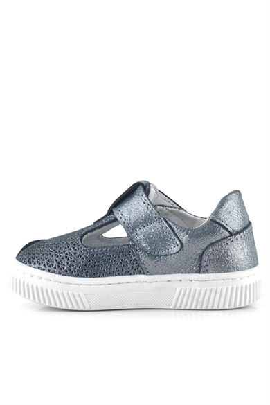 Rakerplus Bheem Hakiki Deri Gümüş Simli Cırtlı Yıldız Detaylı Bebek Sandalet