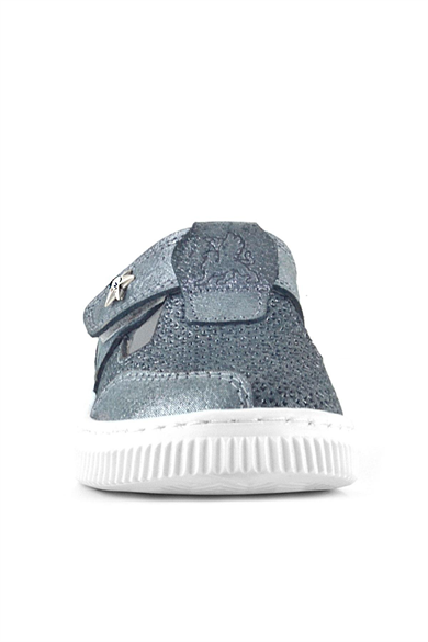 Rakerplus Bheem Hakiki Deri Gümüş Simli Cırtlı Yıldız Detaylı Bebek Sandalet