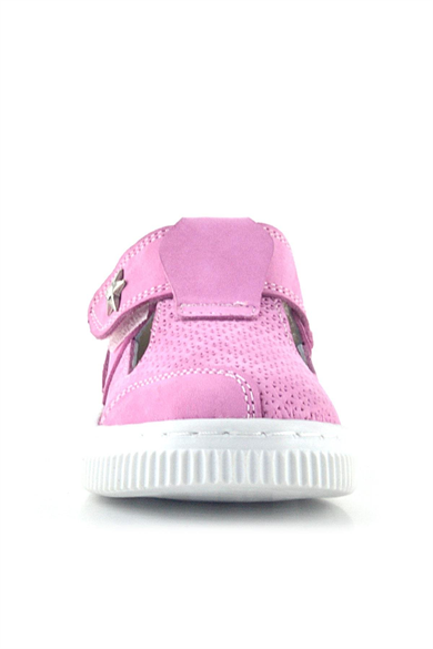 Rakerplus Bheem Hakiki Deri Pembe Cırtlı Yıldız Detaylı Bebek Sandalet