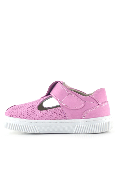 Rakerplus Bheem Hakiki Deri Pembe Cırtlı Yıldız Detaylı Bebek Sandalet