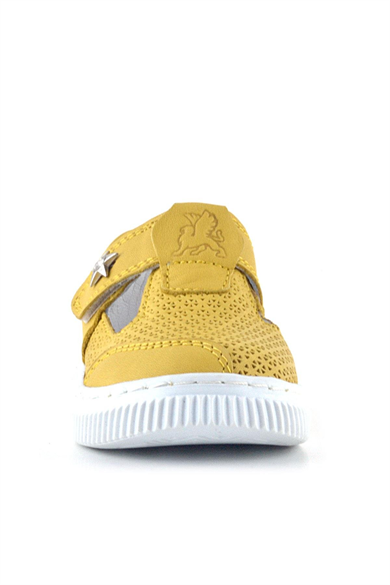 Rakerplus Bheem Hakiki Deri Sarı Cırtlı Yıldız Detaylı Bebek Sandalet