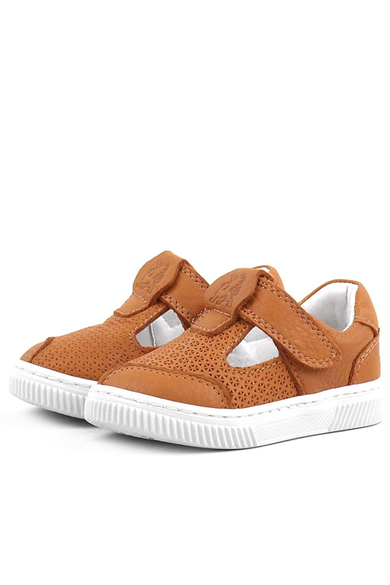 Rakerplus Bheem Hakiki Deri Turuncu Cırtlı Bebek Sneaker Sandalet