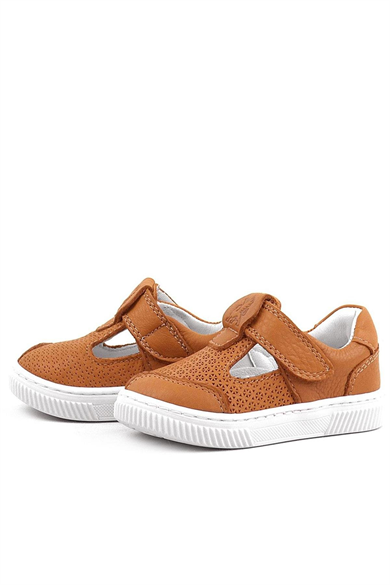 Rakerplus Bheem Hakiki Deri Turuncu Cırtlı Bebek Sneaker Sandalet