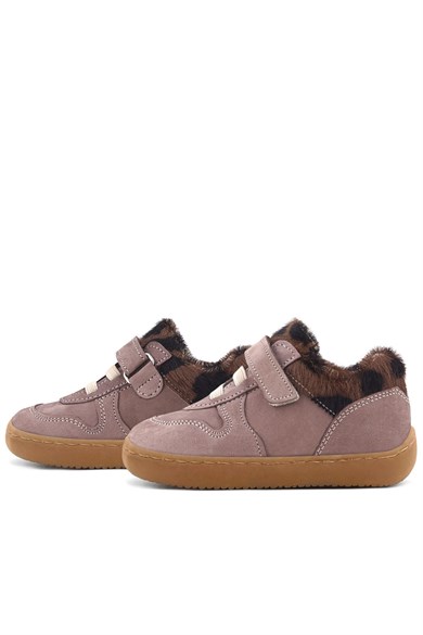 Rakerplus Bob Hakiki Deri Açık Kahve Desenli Barefoot Cırtlı Lastikli Bebek Sneaker Ayakkabı