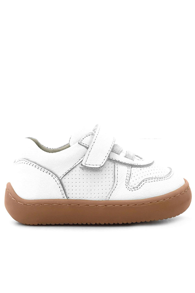 Rakerplus Bob Hakiki Deri Beyaz Barefoot Cırtlı Lastikli Bebek Sneaker Ayakkabı