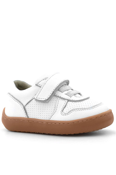 Rakerplus Bob Hakiki Deri Beyaz Barefoot Cırtlı Lastikli Bebek Sneaker Ayakkabı