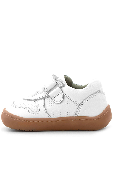 Rakerplus Bob Hakiki Deri Beyaz Barefoot Cırtlı Lastikli Bebek Sneaker Ayakkabı