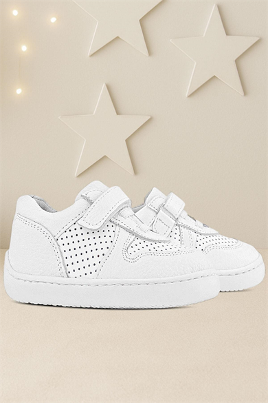 Rakerplus Bob Hakiki Deri Beyaz Barefoot Beyaz Tabanlı Cırtlı Bebek Sneaker Ayakkabı