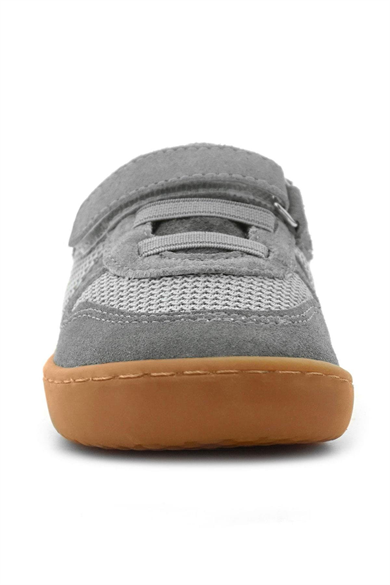 Rakerplus Bob Hakiki Deri Gri Barefoot Cırtlı Lastikli Bebek Sneaker Ayakkabı