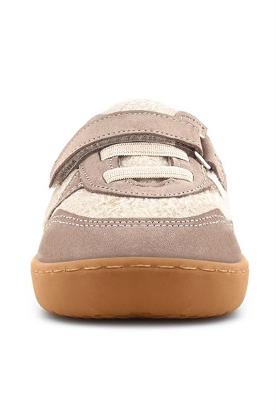 Rakerplus Bob Hakiki Deri Krem Kum Pofuduk Barefoot Cırtlı Lastikli Bebek Sneaker Ayakkabı