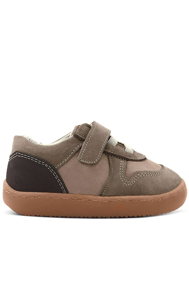 Rakerplus Bob Hakiki Deri Kum Krem Barefoot Cırtlı Lastikli Bebek Sneaker Ayakkabı