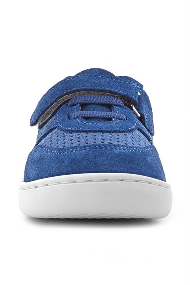 Rakerplus Bob Hakiki Deri Mavi Barefoot Cırtlı Lastikli Bebek Sneaker Ayakkabı