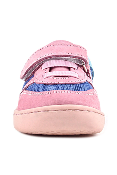 Rakerplus Bob Hakiki Deri Mavi Pembe Barefoot Cırtlı Lastikli Bebek Sneaker Ayakkabı