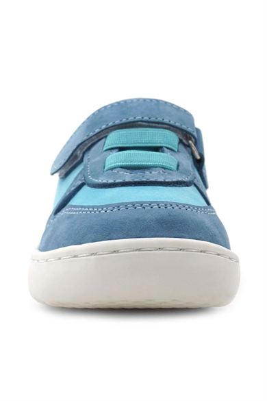 Rakerplus Bob Hakiki Deri Mavi Yeşil Barefoot Cırtlı Lastikli Bebek Sneaker Ayakkabı