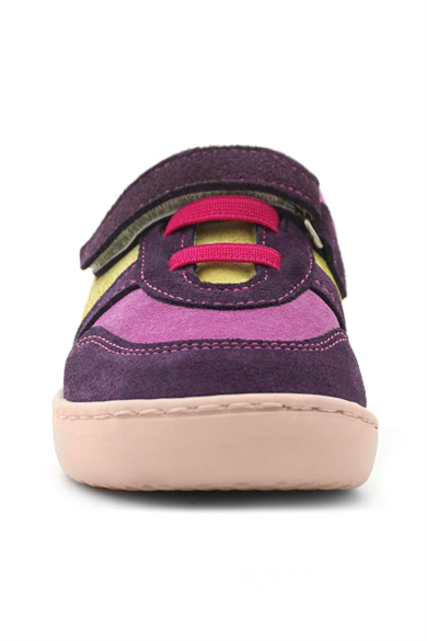 Rakerplus Bob Hakiki Deri Mor Pembe Barefoot Cırtlı Lastikli Bebek Sneaker Ayakkabı