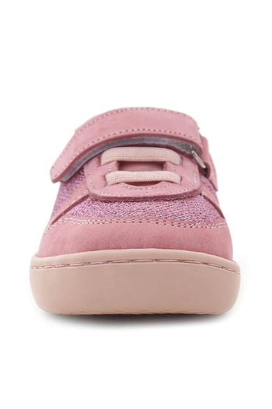Rakerplus Bob Hakiki Deri Pembe Simli Barefoot Cırtlı Lastikli Bebek Sneaker Ayakkabı