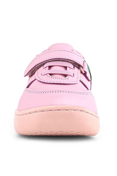Rakerplus Bob Hakiki Deri Pembe Yeşil Barefoot Cırtlı Lastikli Bebek Sneaker Ayakkabı