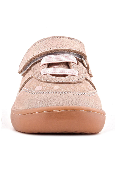 Rakerplus Bob Hakiki Deri Pudra Simli Barefoot Cırtlı Lastikli Bebek Sneaker Ayakkabı