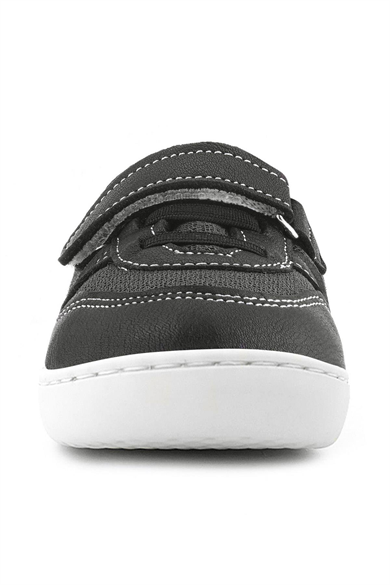 Rakerplus Bob Hakiki Deri Siyah Barefoot Cırtlı Lastikli Bebek Sneaker Ayakkabı