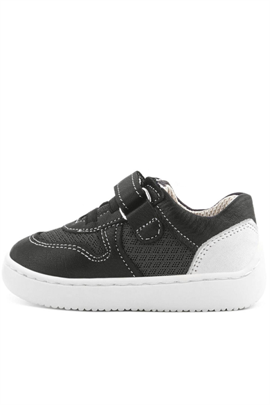 Rakerplus Bob Hakiki Deri Siyah Barefoot Cırtlı Lastikli Bebek Sneaker Ayakkabı