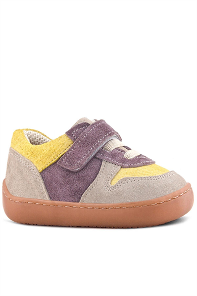 Rakerplus Bob Hakiki Deri Vizon Sarı Barefoot Cırtlı Lastikli Bebek Sneaker Ayakkabı