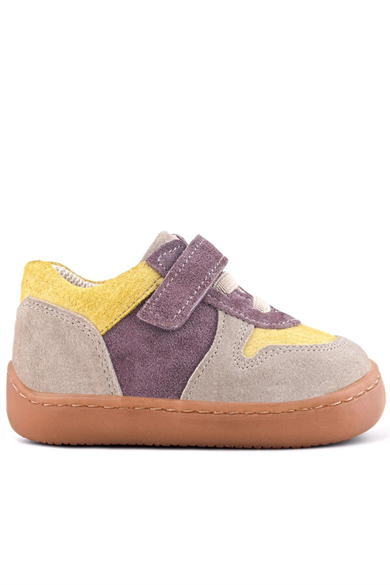 Rakerplus Bob Hakiki Deri Vizon Sarı Barefoot Cırtlı Lastikli Bebek Sneaker Ayakkabı