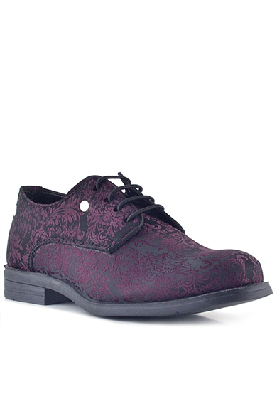 Rakerplus Bordo Bağcıklı Metal Detaylı Çocuk Klasik Takım Elbise Ayakkabı