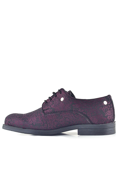 Rakerplus Bordo Bağcıklı Metal Detaylı Çocuk Klasik Takım Elbise Ayakkabı