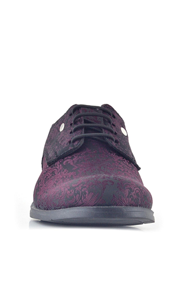 Rakerplus Bordo Bağcıklı Metal Detaylı Çocuk Klasik Takım Elbise Ayakkabı