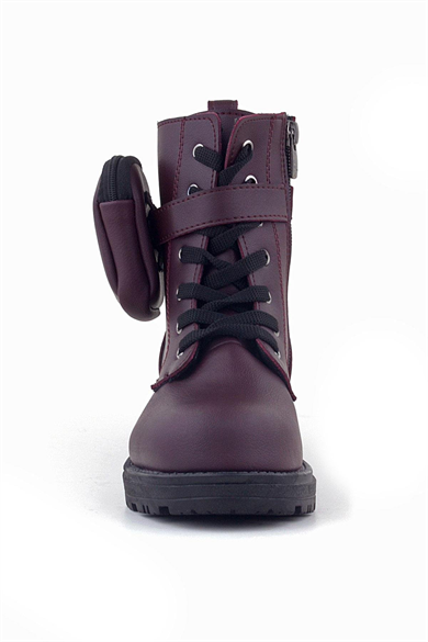 Rakerplus Bordo Fermuarlı Bağcıklı Cüzdanlı Kız Çocuk Bot