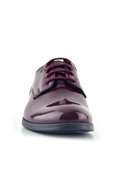 Rakerplus Bordo Rugan Bağcıklı Metal Detaylı Oxford Çocuk Klasik Ayakkabısı