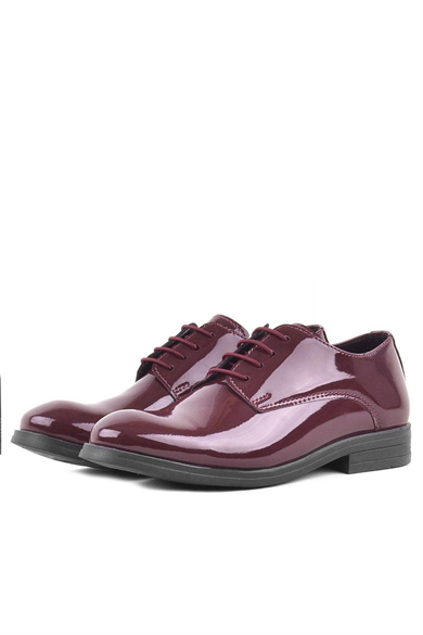 Rakerplus Bordo Rugan Bağcıklı Oxford Çocuk Okul Ayakkabısı