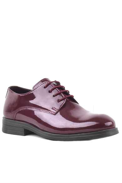 Rakerplus Bordo Rugan Bağcıklı Oxford Çocuk Okul Ayakkabısı