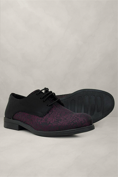 Rakerplus Bordo Siyah Bağcıklı Takım Elbise Klasik Çocuk Ayakkabı