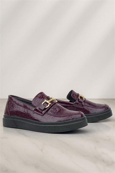 Rakerplus Bordo Tokalı Loafer Çocuk Klasik Ayakkabı
