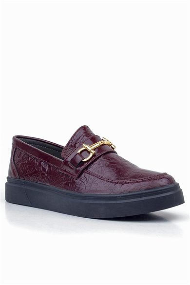 Rakerplus Bordo Tokalı Loafer Çocuk Klasik Ayakkabı