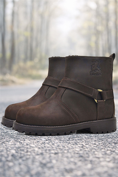 Rakerplus Chiron Hakiki Deri Fermuarlı Kışlık Çocuk Botu