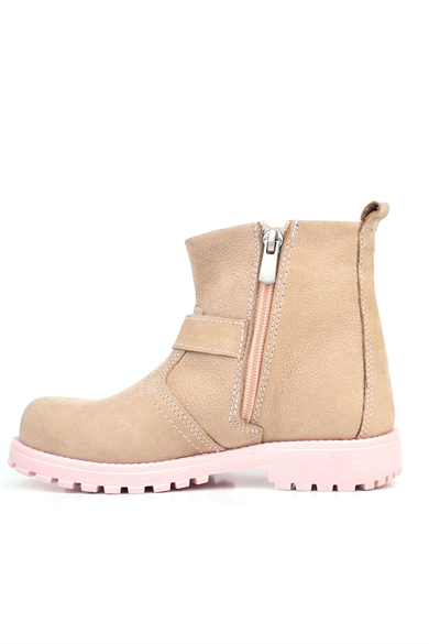 Rakerplus Chiron Hakiki Deri Pembe Fermuarlı Kız Bebek Bot