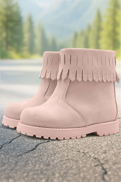 Rakerplus Chiron Hakiki Deri Pembe Fermuarlı Kız Çocuk Bot Çizme