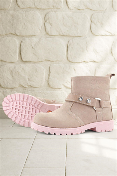 Rakerplus Chiron Hakiki Deri Pembe Fermuarlı Taşlı Kız Çocuk Bot