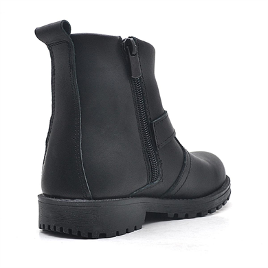 Rakerplus Chiron Hakiki Deri Siyah Fermuarlı Çocuk Çizme Bot