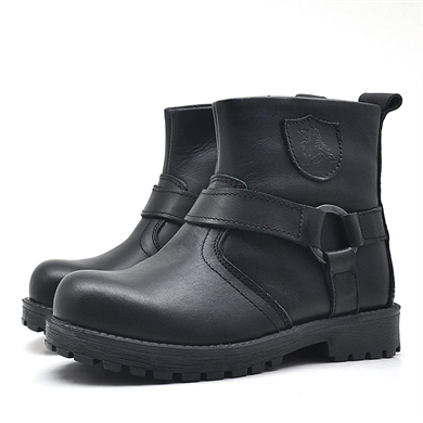 Rakerplus Chiron Hakiki Deri Siyah Fermuarlı Çocuk Çizme Bot