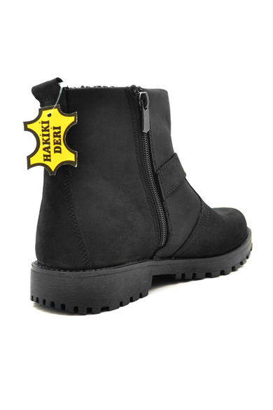 Rakerplus Chiron Hakiki Deri Siyah Fermuarlı Bot