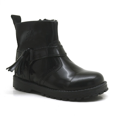 Rakerplus Chiron Hakiki Deri Siyah Rugan Püsküllü Kız Bebek Bot