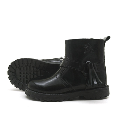 Rakerplus Chiron Hakiki Deri Siyah Rugan Püsküllü Kız Bebek Bot